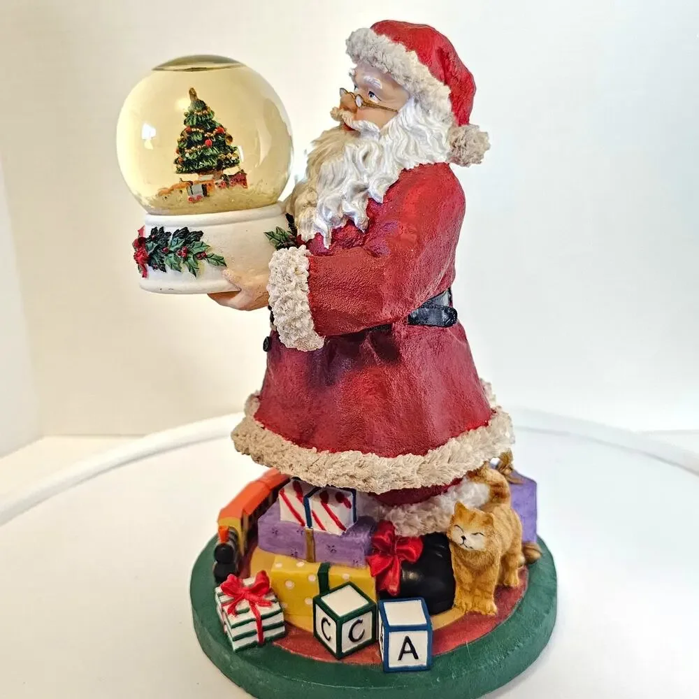 Pfaltzgraff Santa Holding Snow Globe Christmas Heritage Musical Figure 9